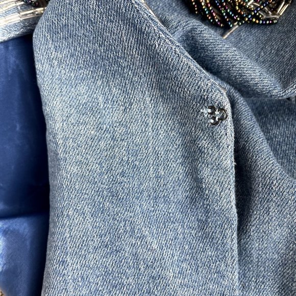 KNOT KNOTS BEADED AND SEQUINS EMBELLISHED WESTERN DENIM VEST SIZE XL - Picture 4 of 8